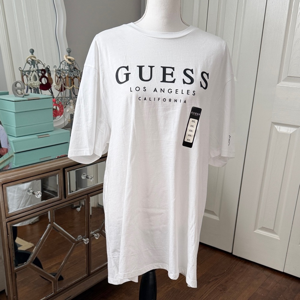Oversized XXL Iconic GUESS Los Angeles White Tee - Wear as Top or Dress NWT
